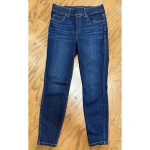 Spanx Jean-ish Ankle Leggings Petite Small Dark Wash Skinny Stretch Denim Pants